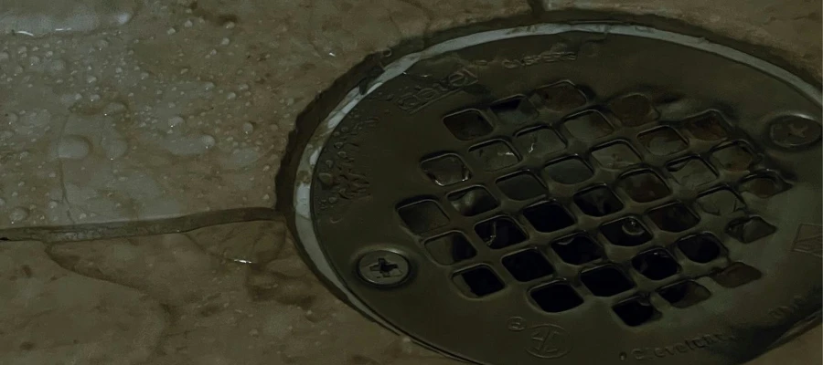 close-up of a floor drain