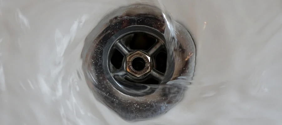 close-up of a sink drain