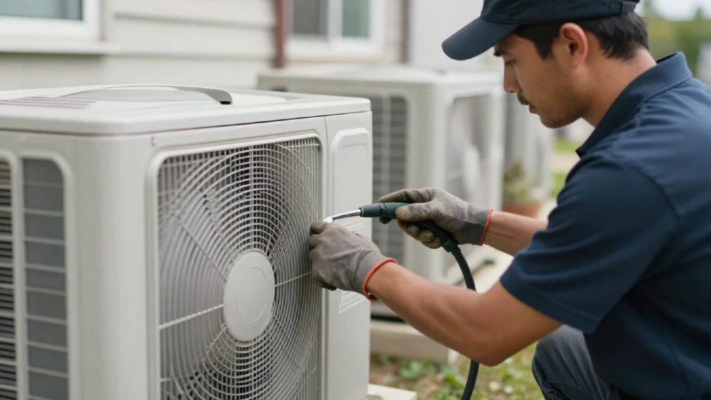 hvac technician repairing a unit