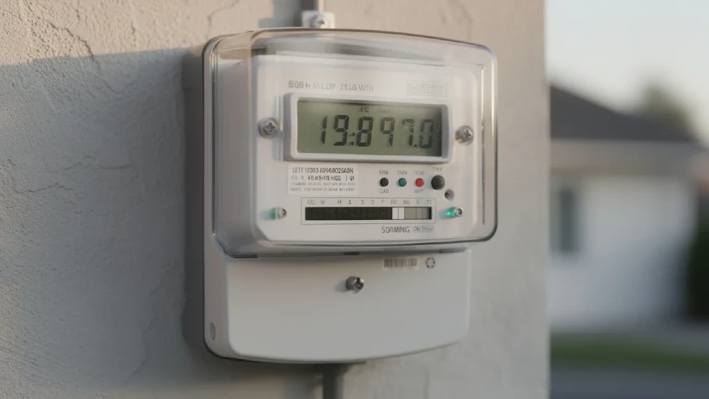 an electric meter indicating low electricity consumption