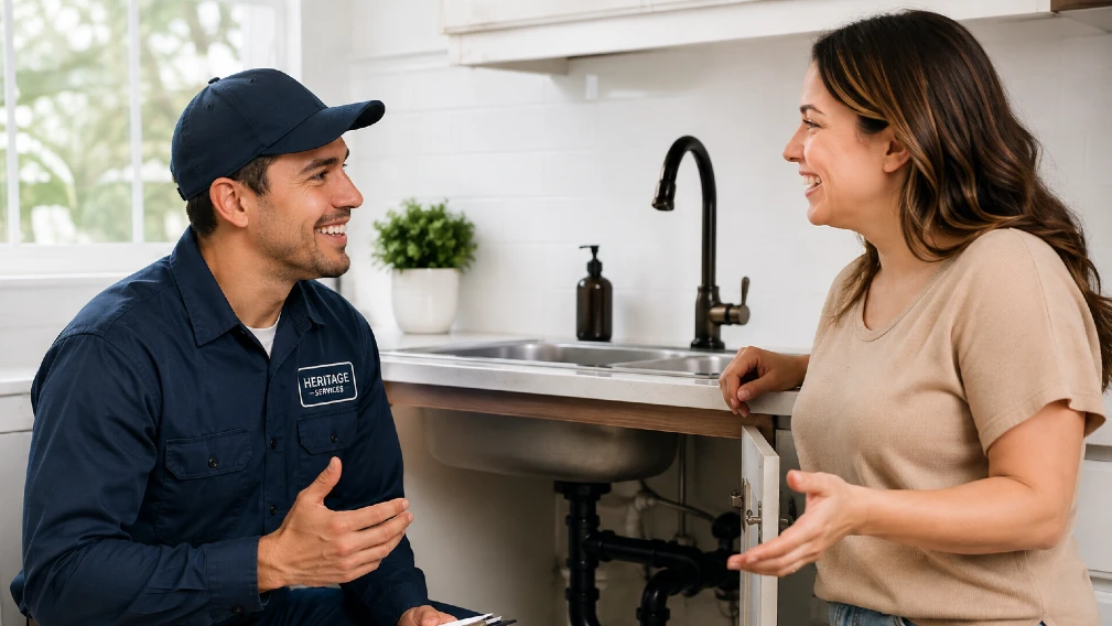Friendly Kitchen Plumbing Service by Heritage Services
